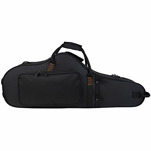 Black guitar case with handles and pockets