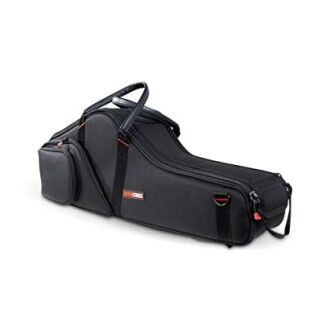 Black trumpet case with handles and shoulder strap