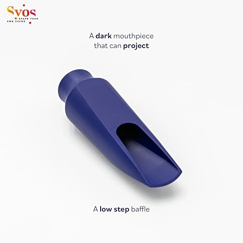 Blue mouthpiece with dark, projecting design and low step baffle.