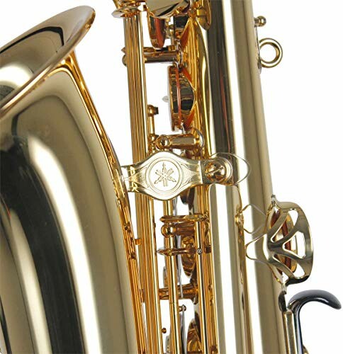 Close-up of a gold saxophone body and keys