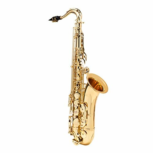 Golden tenor saxophone on a white background