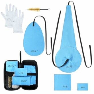 Blue sauna suit accessories set with gloves and brush